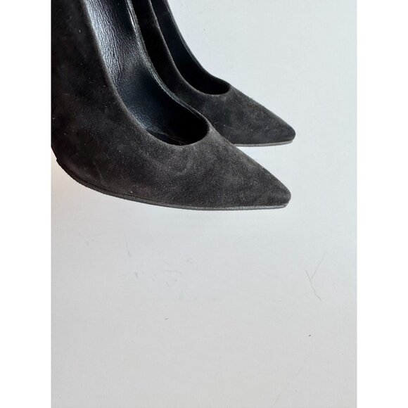 CASADEI Black Suede Leather Pointed Toe High Mirrored Block Heel Pumps, Size 36 - Picture 5 of 16